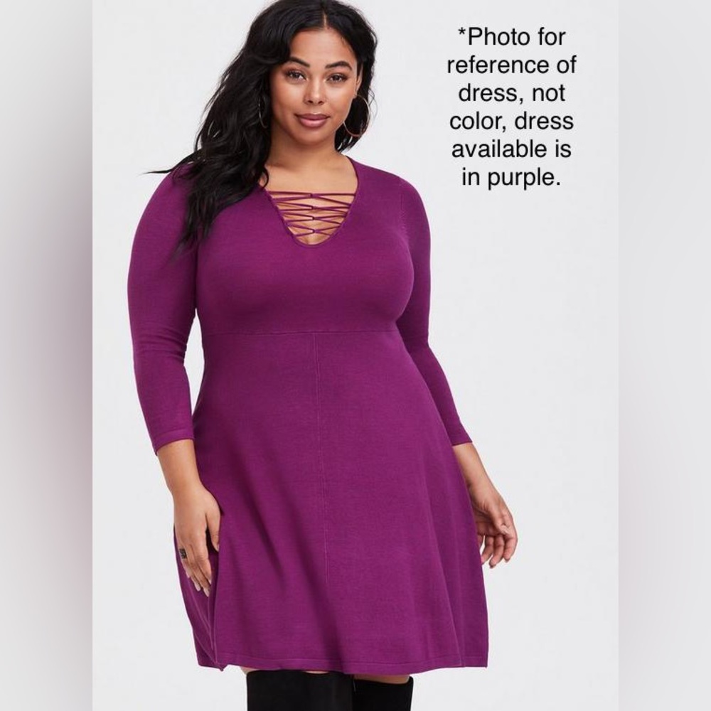 Torrid Purple Mini Sweater Cross Front Skater Dress